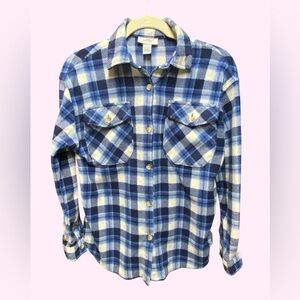 Just Polly Blue and White Plaid Shirt Size XS